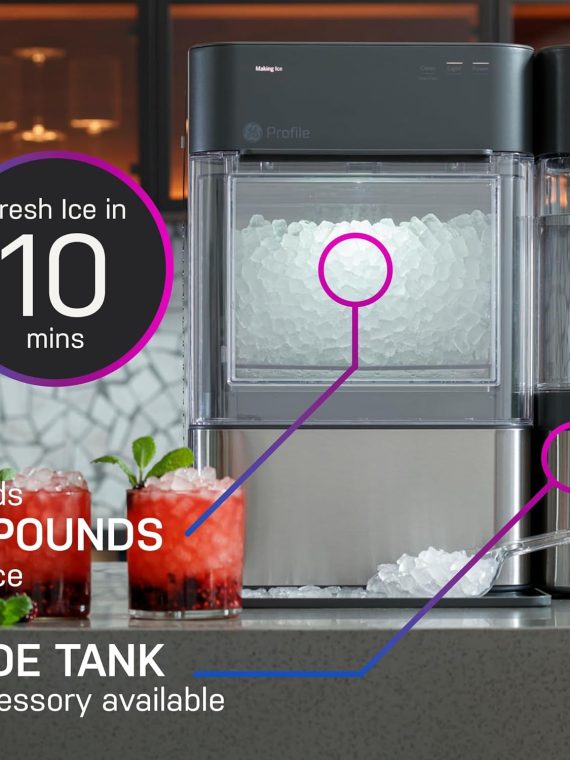 Countertop Nugget Ice Maker with Side Tank | Ice Machine with WiFi Connectivity | Smart Home Kitchen Essentials | Stainless Steel