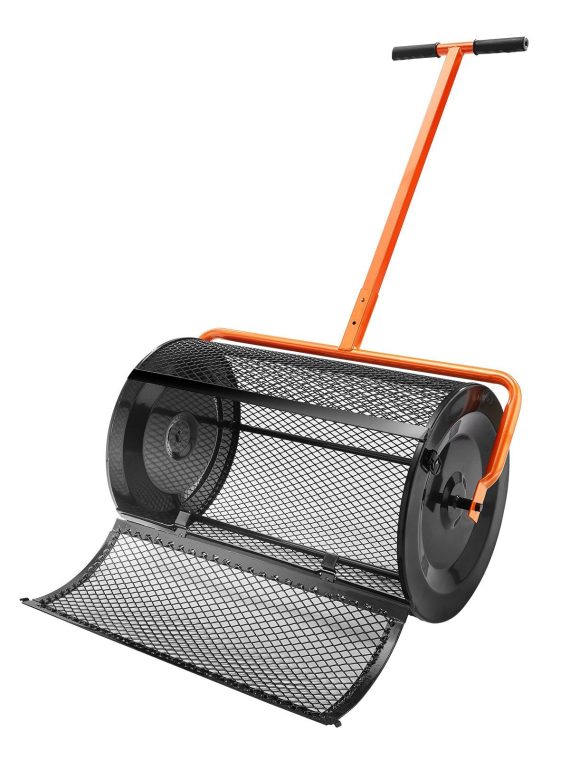 Heavy-Duty 24 Inch Peat Moss Compost Spreader With Adjustable Handle