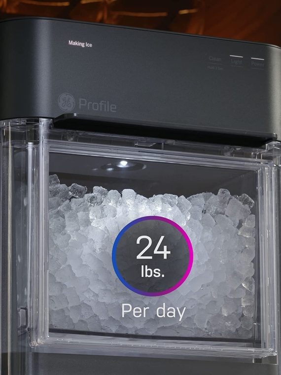 GE Profile Opal 2.0 | Countertop Nugget Ice Maker | Ice Machine with WiFi Connectivity | Smart Home Kitchen Essentials | Black Stainless
