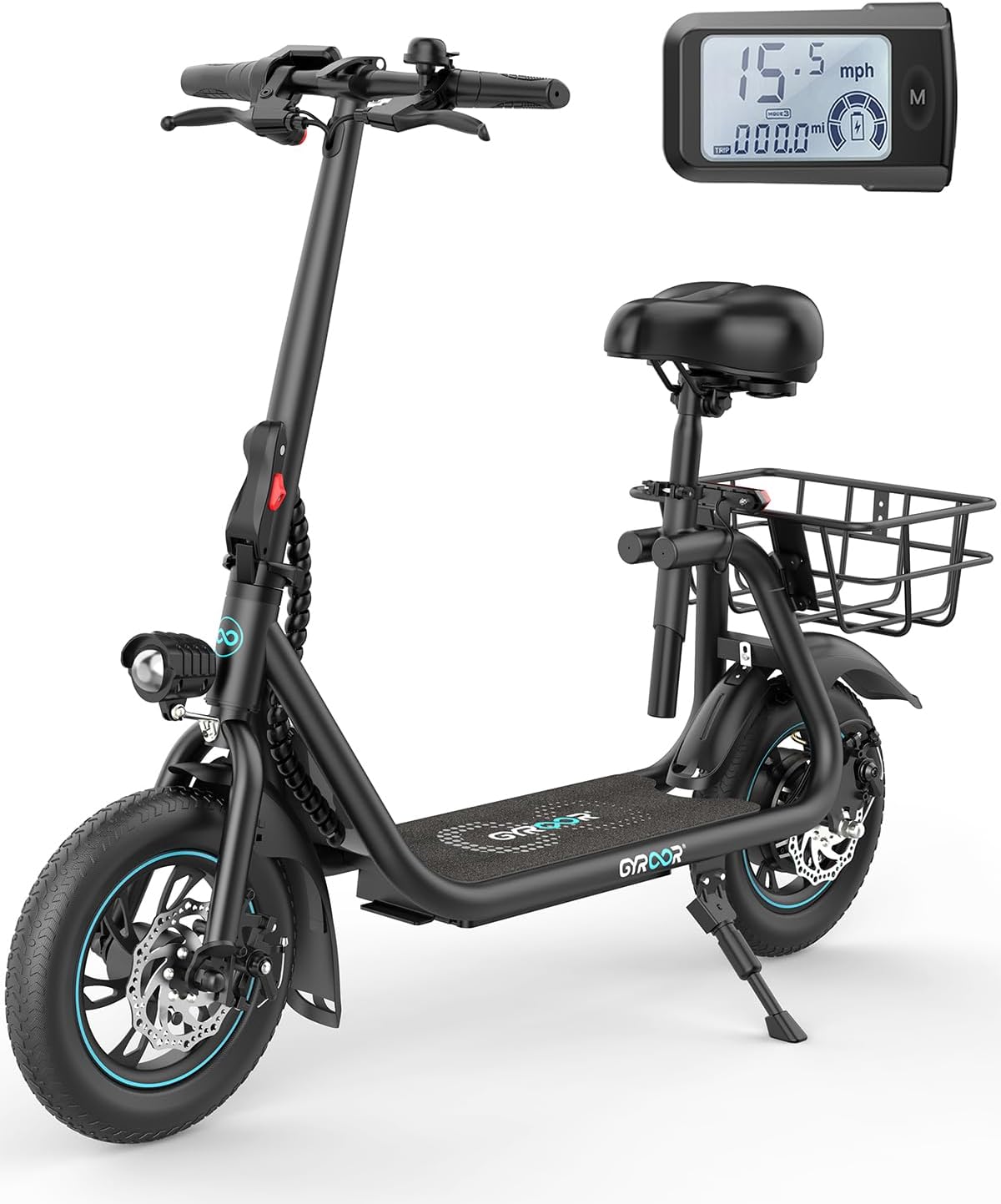 Electric Scooter with Seat & OutdoorMaster Skateboard Cycling Helmet – 450W 20 Mile Electric Scooter, Multi-Sport Ventilated Helmet