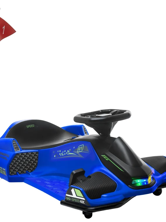 Aosom 12V Electric Drifting Go Kart w/ Slow Start, Music, Lights, Blue