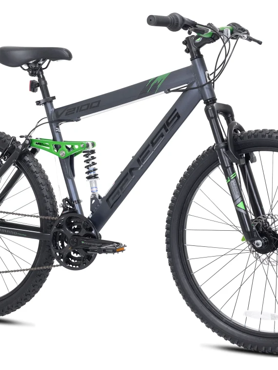 Genesis 26′′ V2100 Men’s Dual Suspension Mountain Bike, Slate Gray