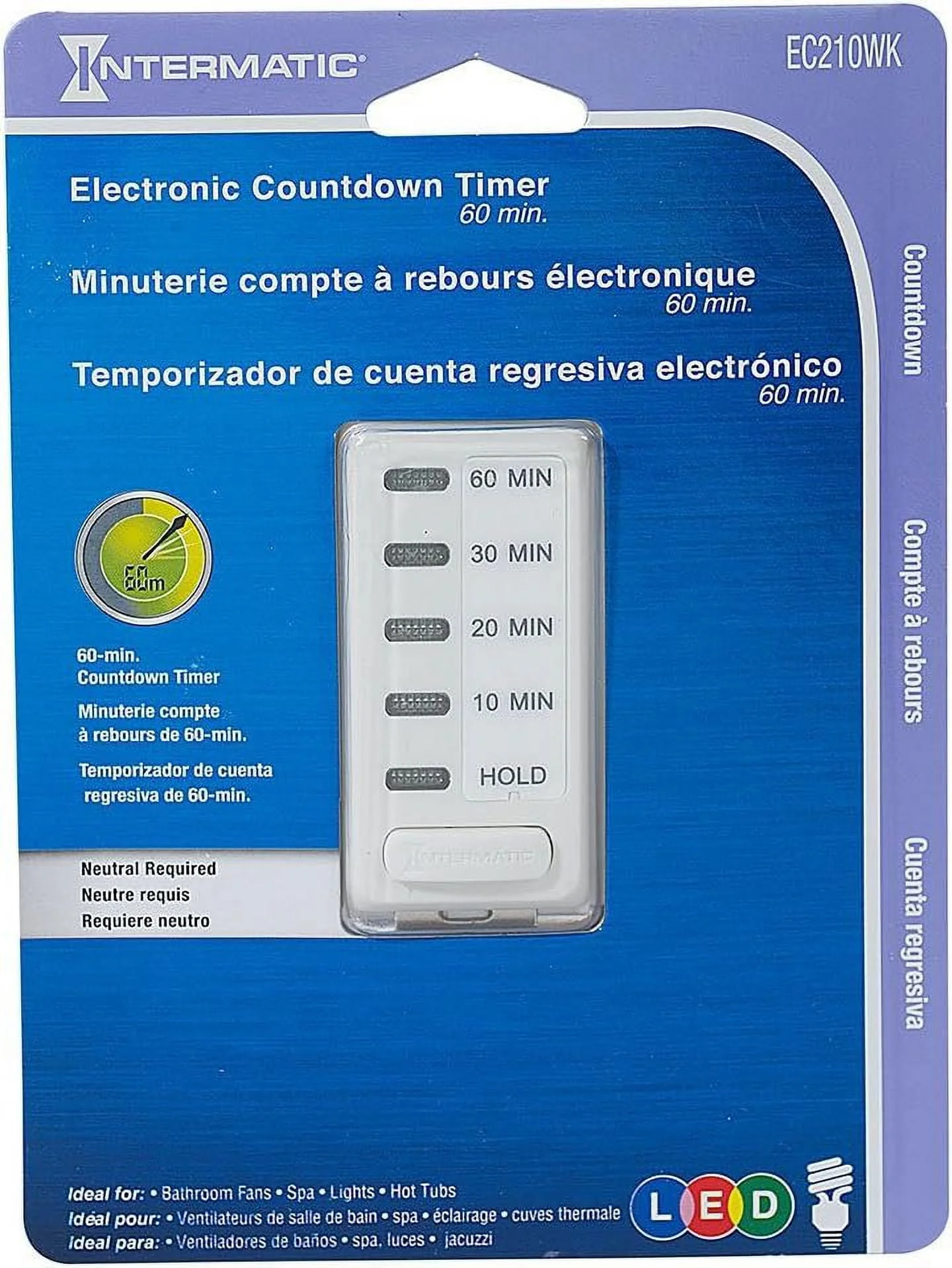 Intermatic EC210WK 10/20/30/60 Minute Countdown Timer, White