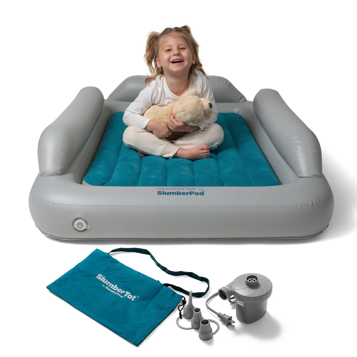 SlumberPod SlumberTot Inflatable Toddler Travel Mattress with Electric Air Pump