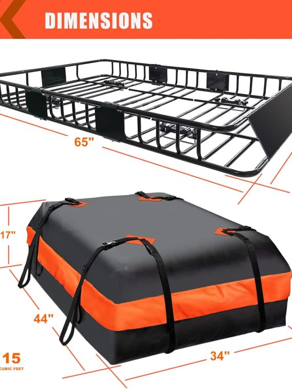 Folding hitch mounted cargo basket 60′′ With hook stabilizer, net and straps