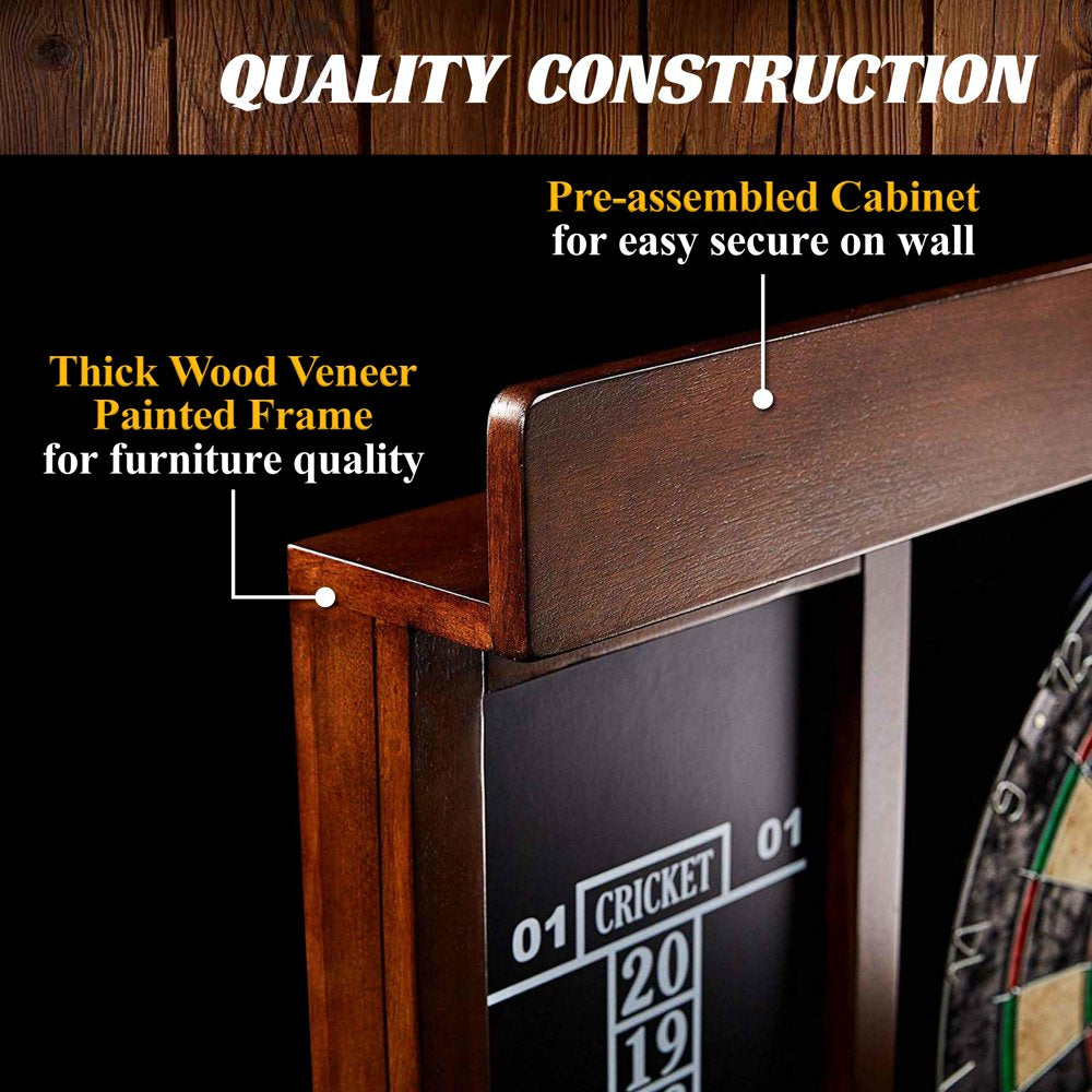 Barrington 40 Inch Dartboard Cabinet with LED Lights, 40 Inch X 4.375 Inch X 24.625 Inch