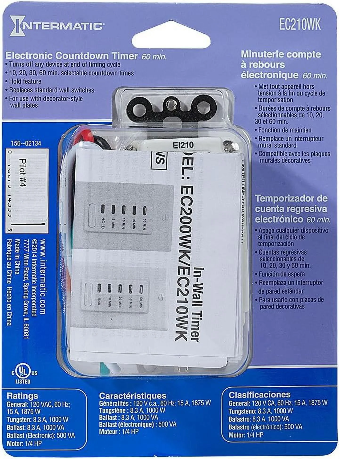 Intermatic EC210WK 10/20/30/60 Minute Countdown Timer, White