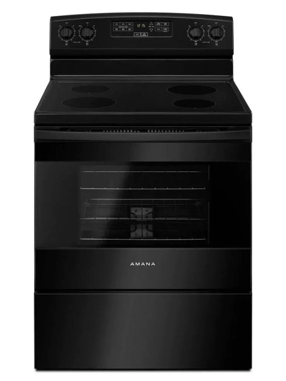4.8 cu. ft. Electric Range in Stainless Steel – Black