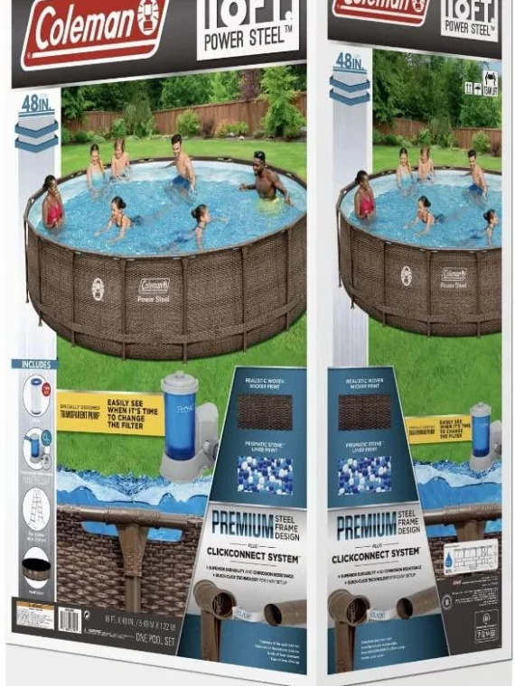 Coleman 18 x 48 Power Steel Frame Above Ground Swimming Pool Set