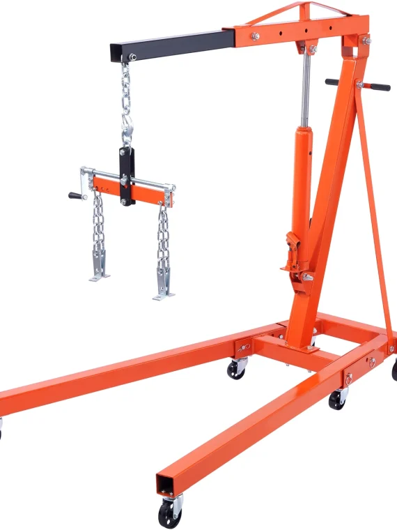 BENTISM 2T Folding Engine Crane Engine Hoist with Level 4400 lbs/2 ton Heavy-Duty Cherry Picker Shop Crane Oldable Engine Crane