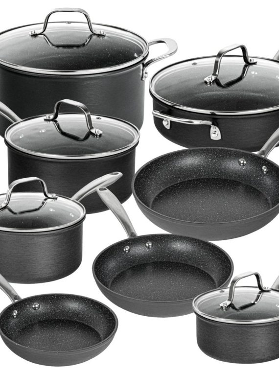 Granitestone Pro Hard Anodized Pots and Pans 13 Pcs Premium Cookware Set with Ultimate Nonstick Diamond Coating, Oven & Dishwasher Safe