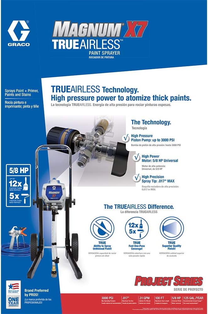 Graco Magnum 262805 X7 Cart Airless Paint Sprayer, Gray