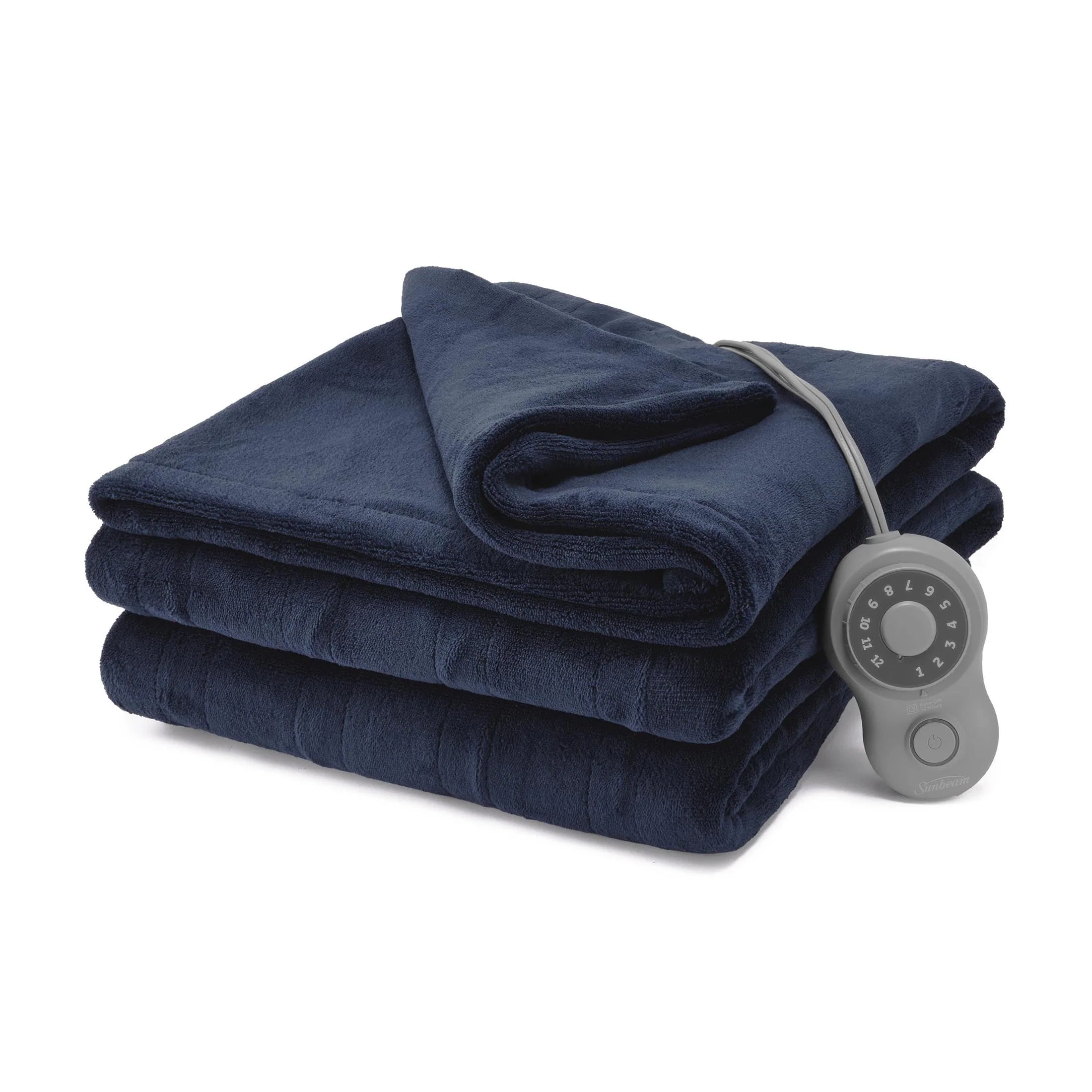 Sunbeam Twin Blanket Poseidon Microplush, 12 Heat Settings, 12-Hour Auto Shut-Off, Electric Heated Blanket with Controller, 84
