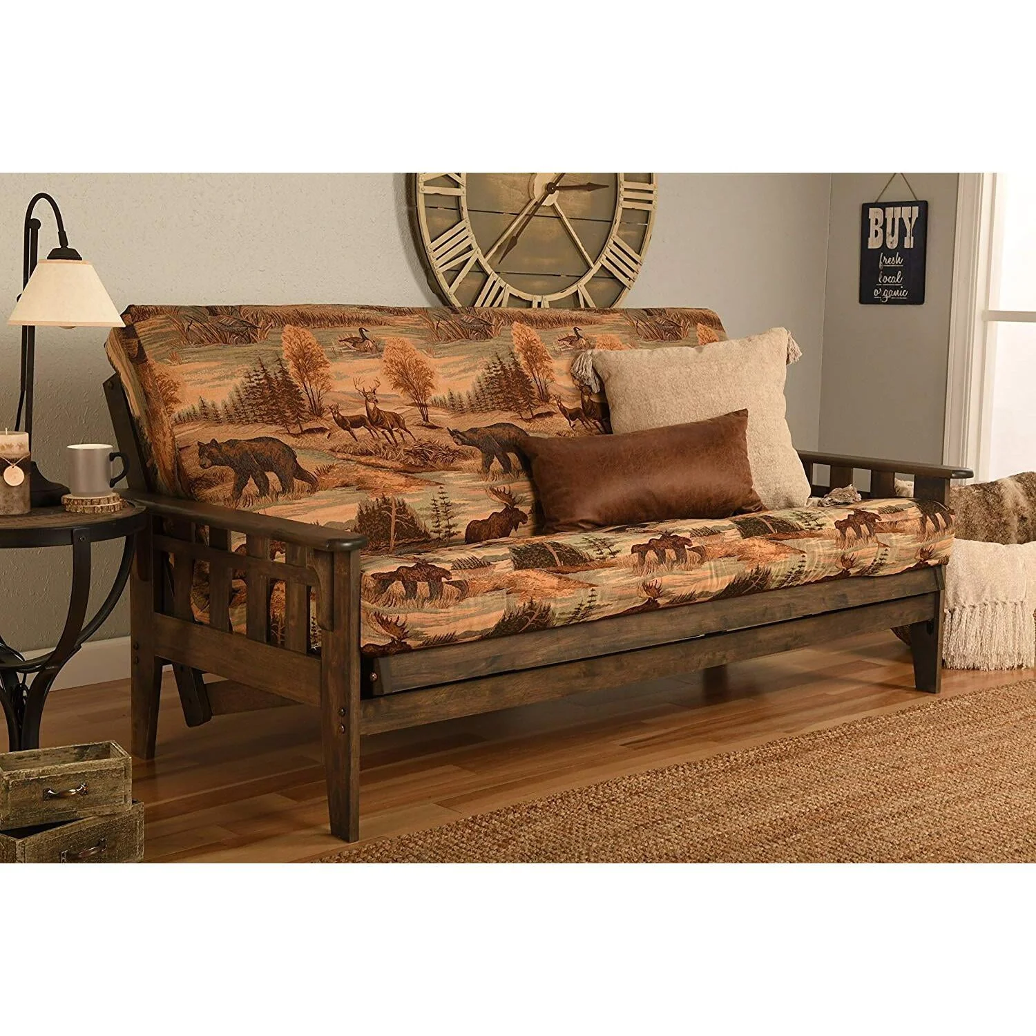 Kodiak Furniture Tucson Wood Futon Frame in Rustic Walnut Brown