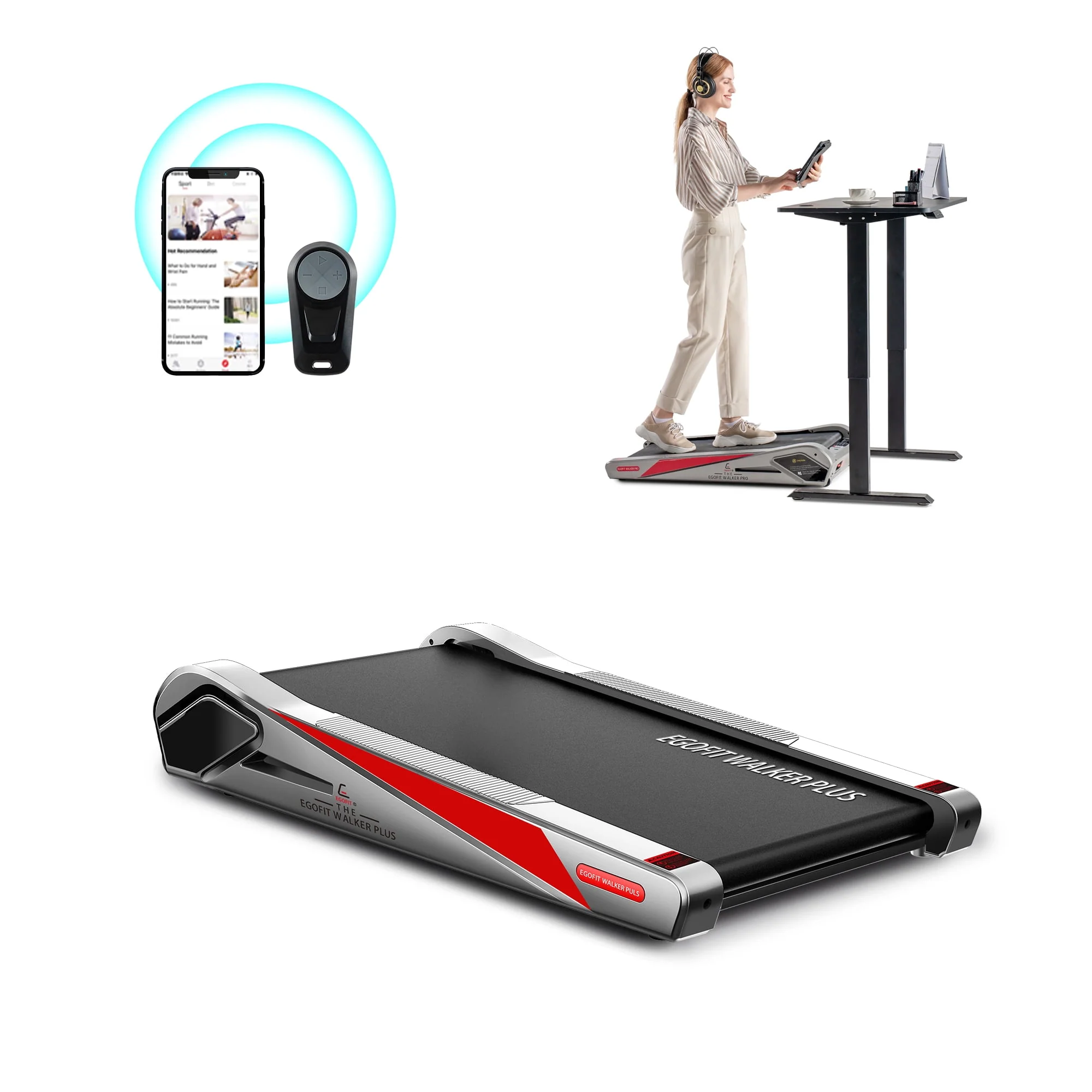 Egofit Walker Pro Smallest Under Desk Electric Walking Treadmill for Home 2.0HP 5° Incline