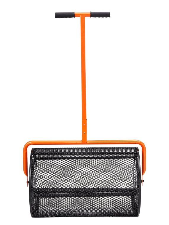 Heavy-Duty 24 Inch Peat Moss Compost Spreader With Adjustable Handle