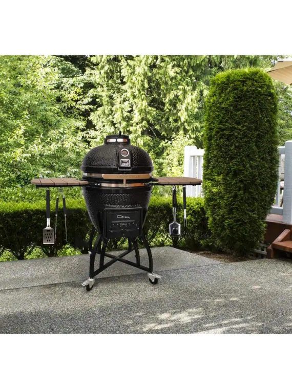 Grills 22 in. Kamado Pro Ceramic Charcoal Grill with Grill Cover