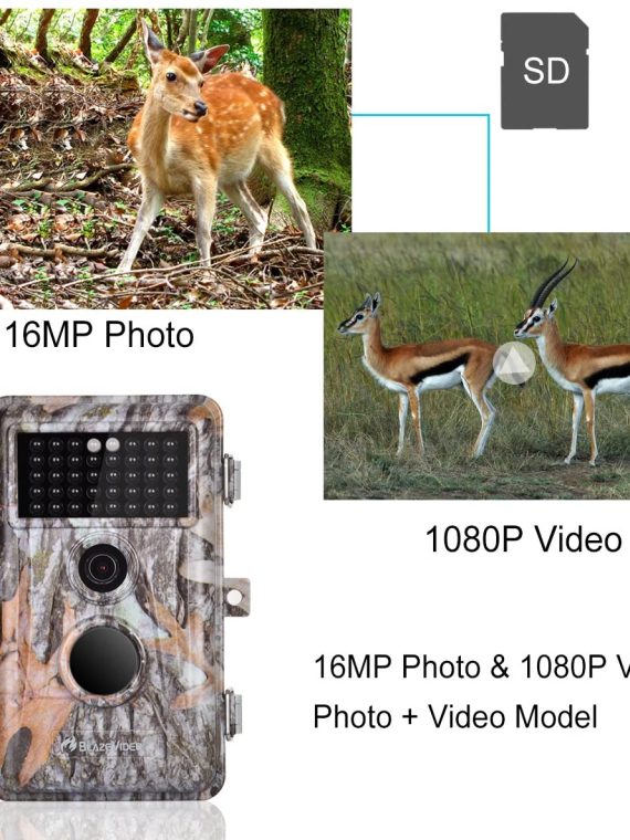 5-Pack Game & Deer Trail Cameras 16MP 1920x1080P Video Hunting Wildlife Cams Time Lapse with Night Vision