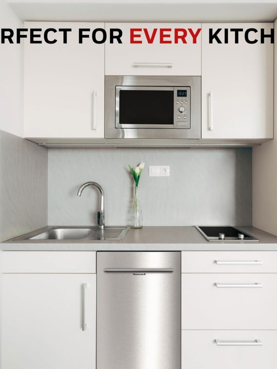 Honeywell 18 Inch Dishwasher with 8 Place settings, 6 Washing Programs, Stainless Steel Tub, UL/Energy Star- Stainless Steel