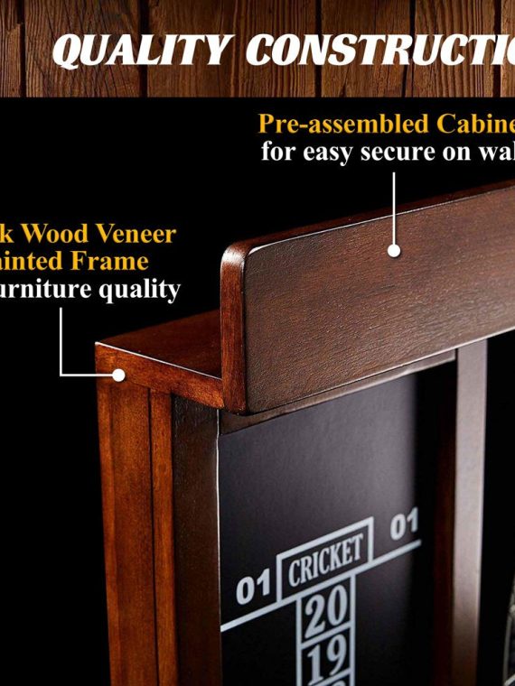 Barrington 40 Inch Dartboard Cabinet with LED Lights, 40 Inch X 4.375 Inch X 24.625 Inch