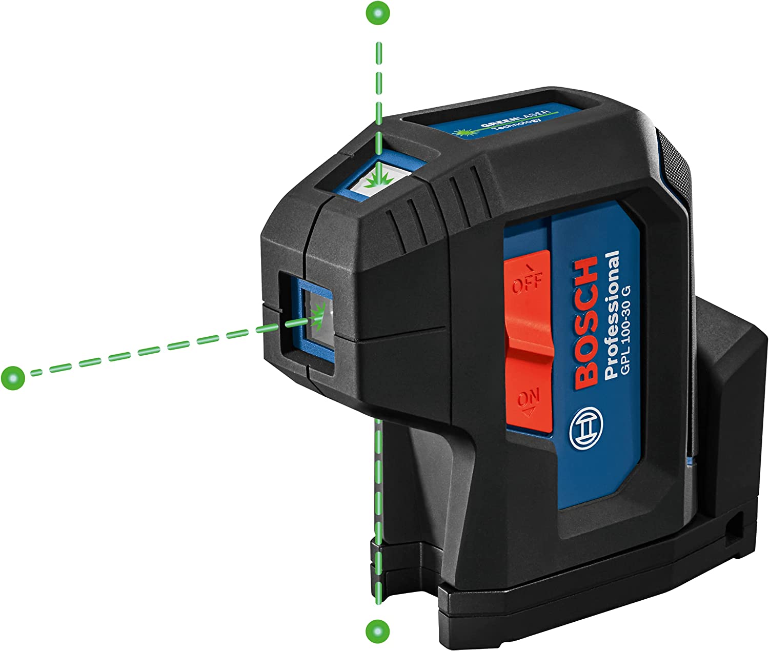 GPL100-30G 125ft Green 3-Point Self-Leveling Laser with VisiMax Technology and Integrated 360° MultiPurpose Mount