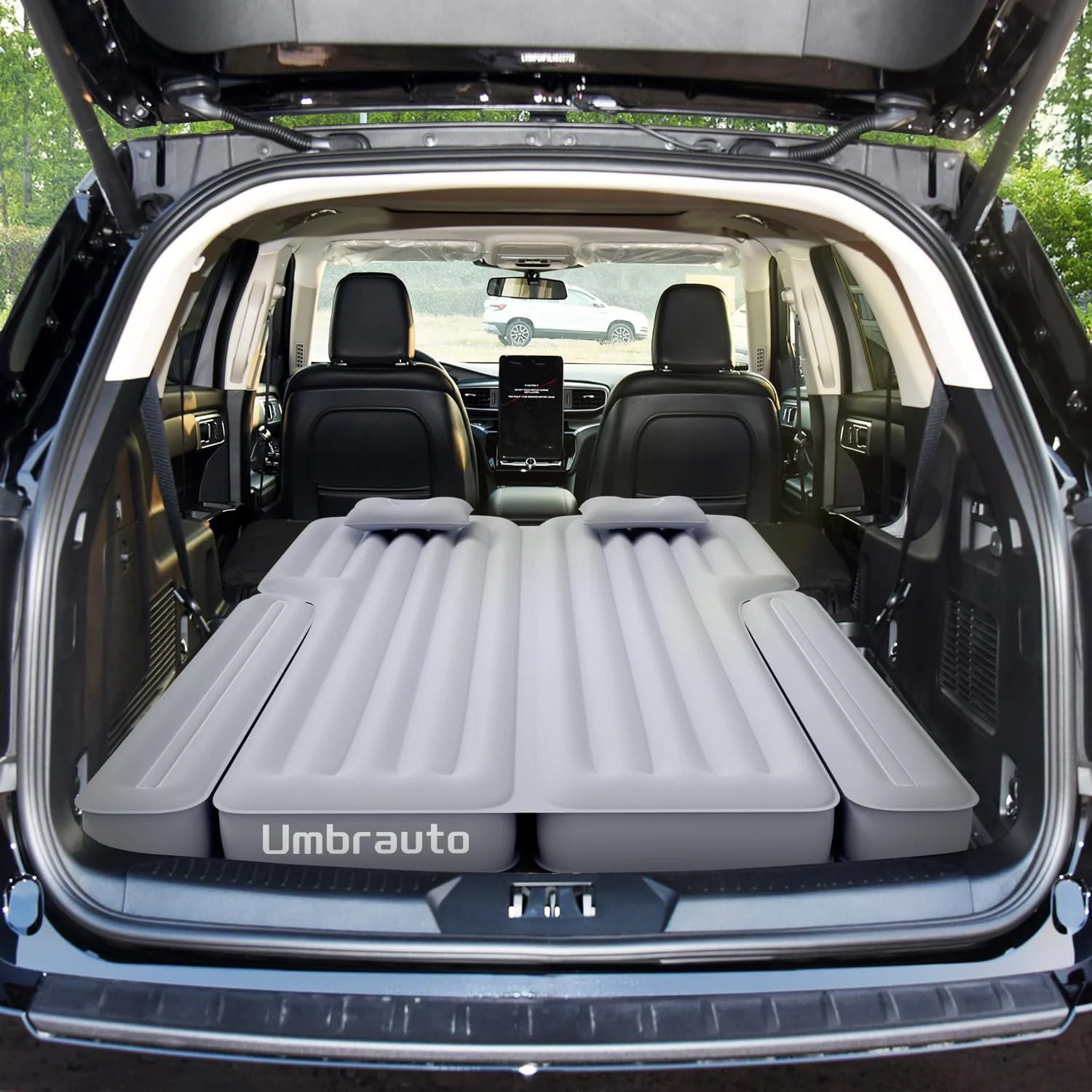 Umbrauto SUV Camping Air Mattress: 2024 Upgraded Flocking Surface/Extra Thick Oxford Bottom Inflatable Car Sleeping Bed for Back Trunk with Electric Air Pump, Portable Blow Up Airbed for Van Travel