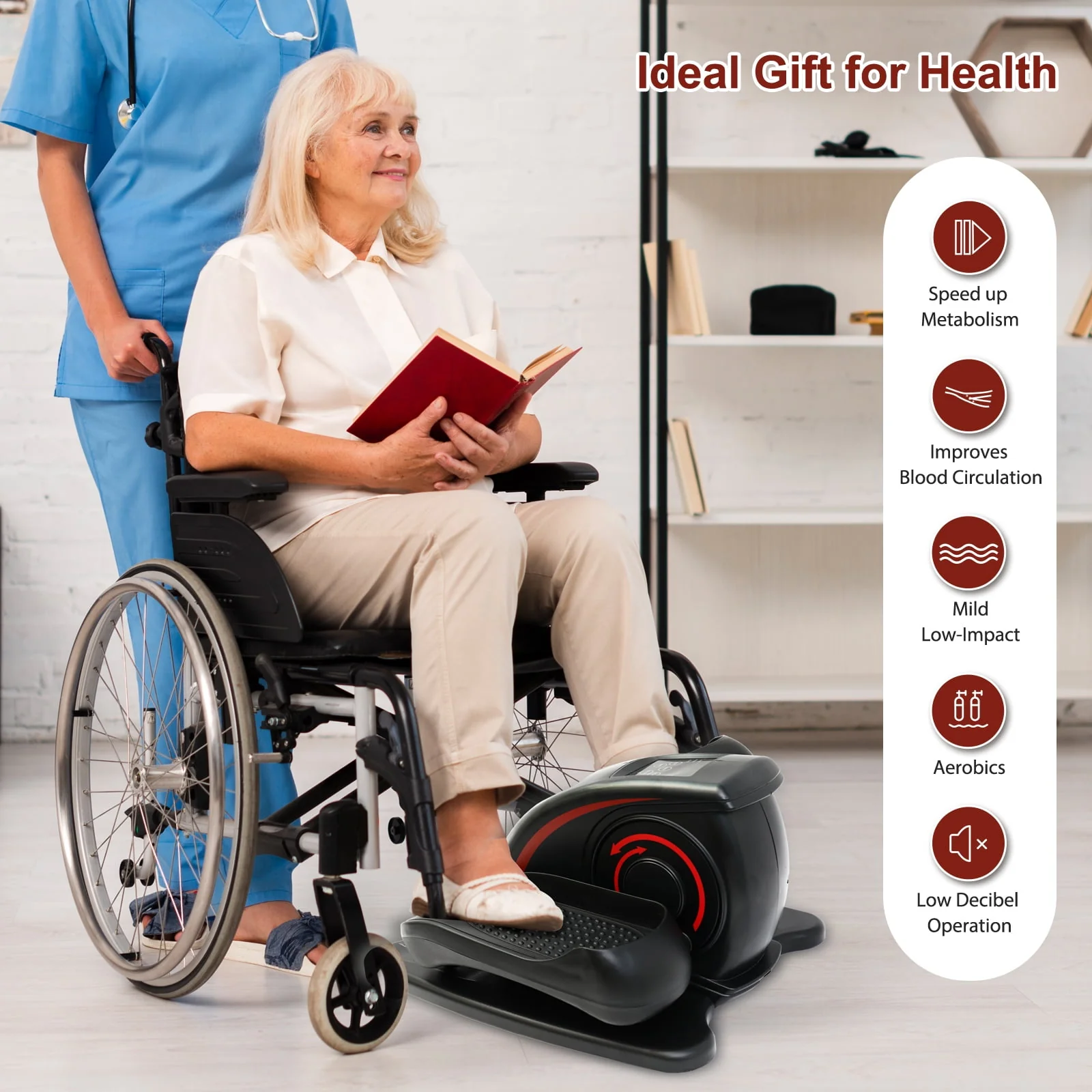 Under Desk Elliptical Machine, Ellipse Leg Exerciser for Seniors Fully Assembled, Quiet & Portable Electric Seated Pedal Exerciser with Remote Control & Adjustable Speeds