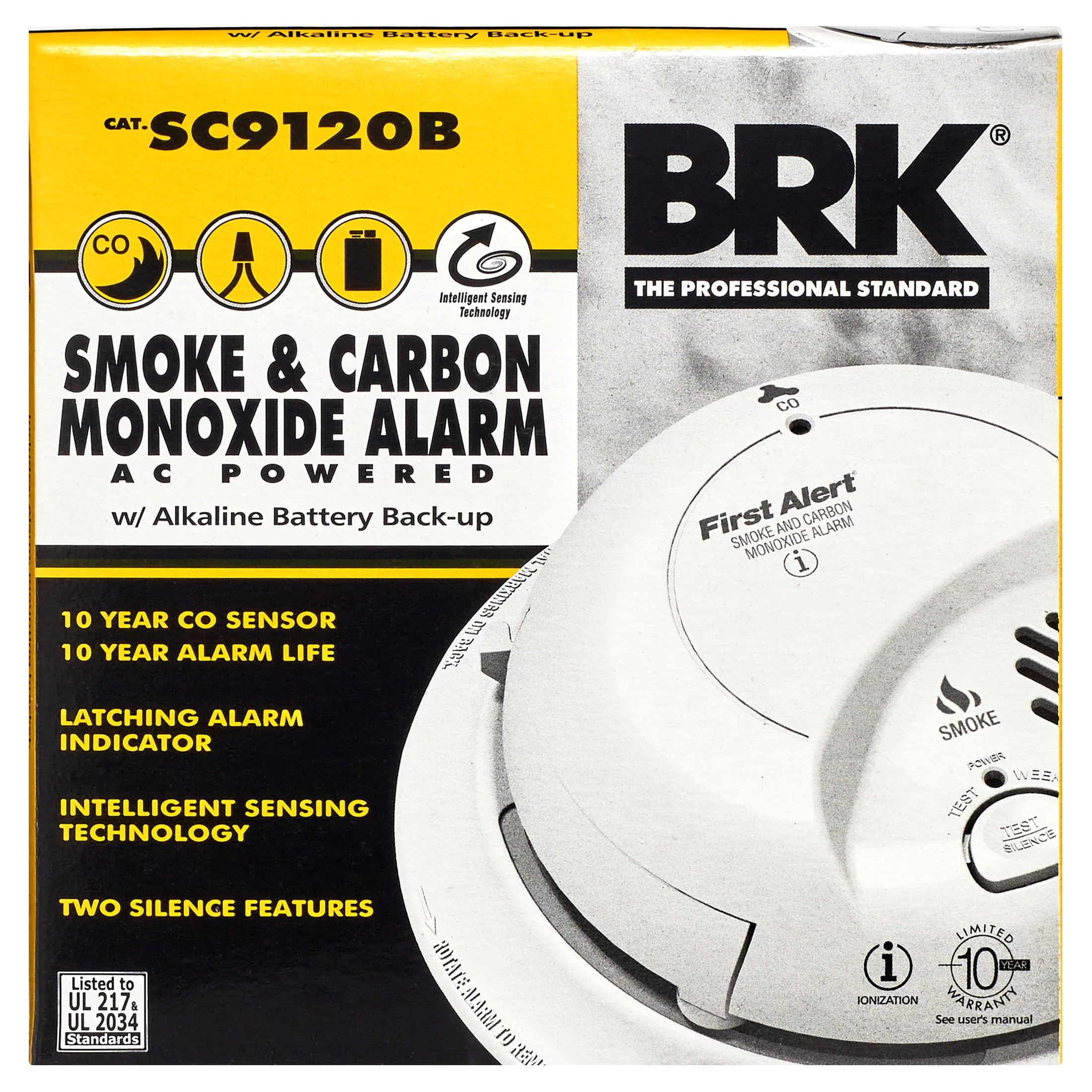 First Alert BRK SC9120B 85-Decibel Ionization Hardwired Smoke and Electrochemical Carbon Monoxide Detector with Battery Backup