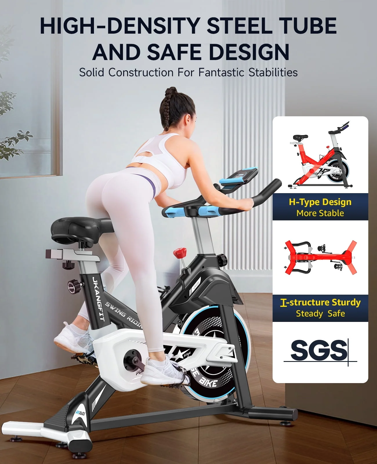 pooboo Exercise Bike Magnetic Resistance Indoor Cycling Bike for Home Cardio Workout Cycle Bike Training 350lbs