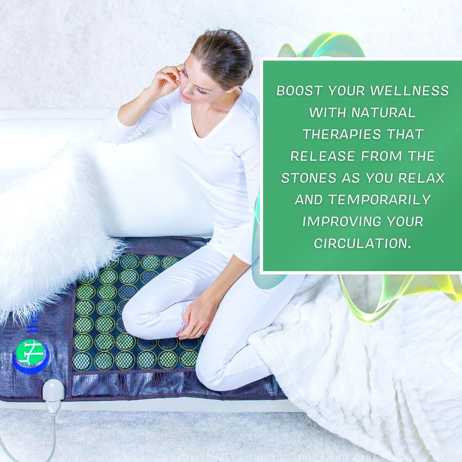 HealthyLine Far Infrared Heating Pad – Hot Stones Jade Tourmaline – Negative Ions – Mesh JT Mat Full 7224 Soft Light InfraMat Pro®