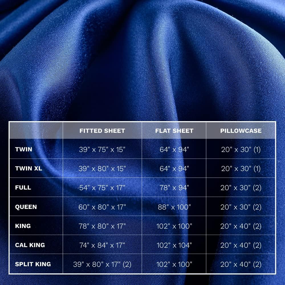 LUXOME Luxuriöses Bettlaken-Set, 100 % Viskose (Viskose) aus Bambus, Doppelbettgröße, Surf, tiefe Taschen, 3-teiliges Set (Flach, Kissenbezug)