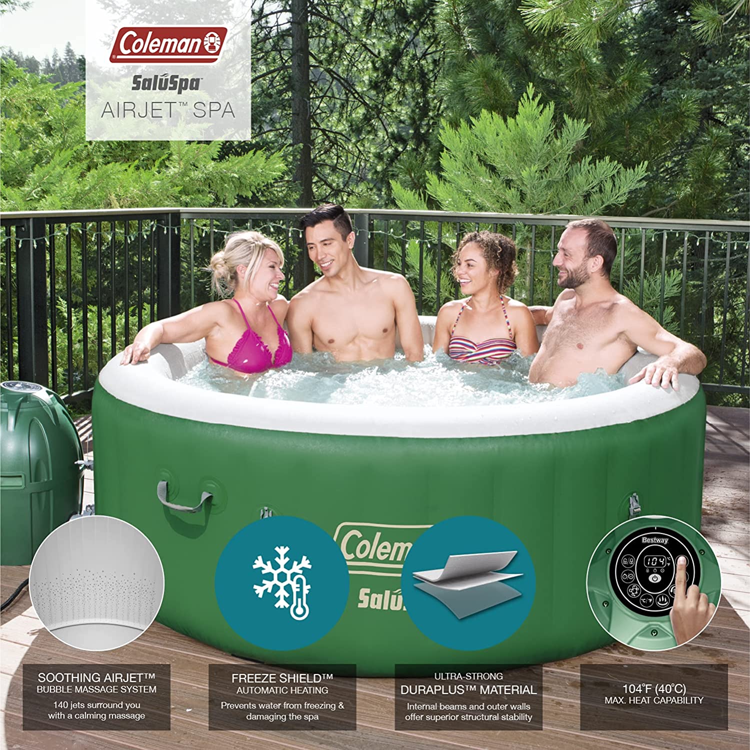 Coleman SaluSpa Tahiti Inflatable Hot Tub Spa, 2-4 Person AirJet Spa – Hot Tub