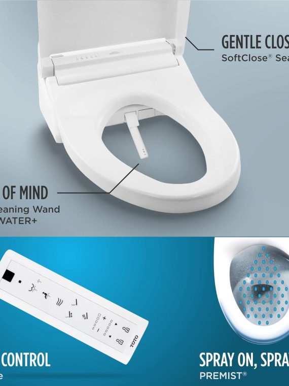 C5 Electronic Bidet Toilet Seat with and + Wand Cleaning, Elongated, Cotton White