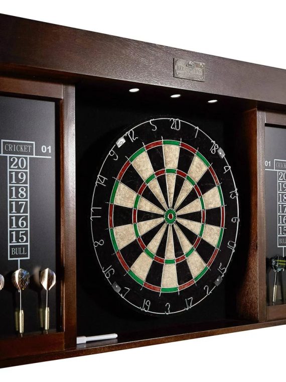 Barrington 40 Inch Dartboard Cabinet with LED Lights, 40 Inch X 4.375 Inch X 24.625 Inch