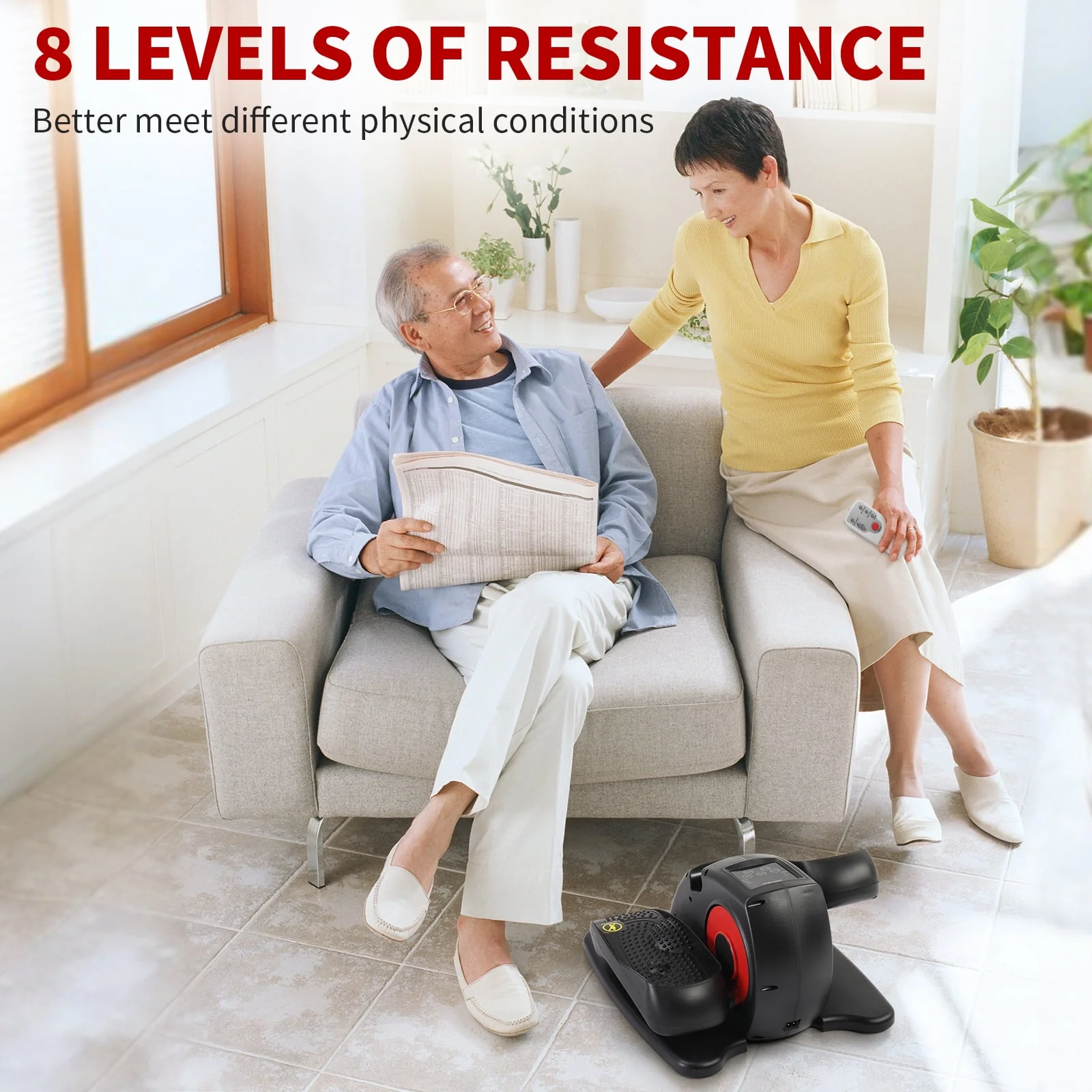 Zimtown Under Desk Electric Elliptical Bike, Pedal Exerciser, Mini Electric Elliptical Machine, Black/Red