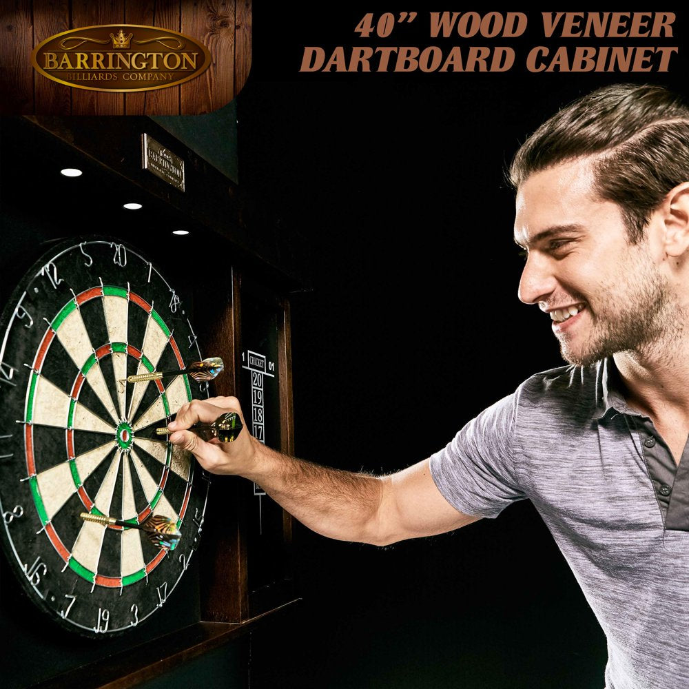 Barrington 40 Inch Dartboard Cabinet with LED Lights, 40 Inch X 4.375 Inch X 24.625 Inch