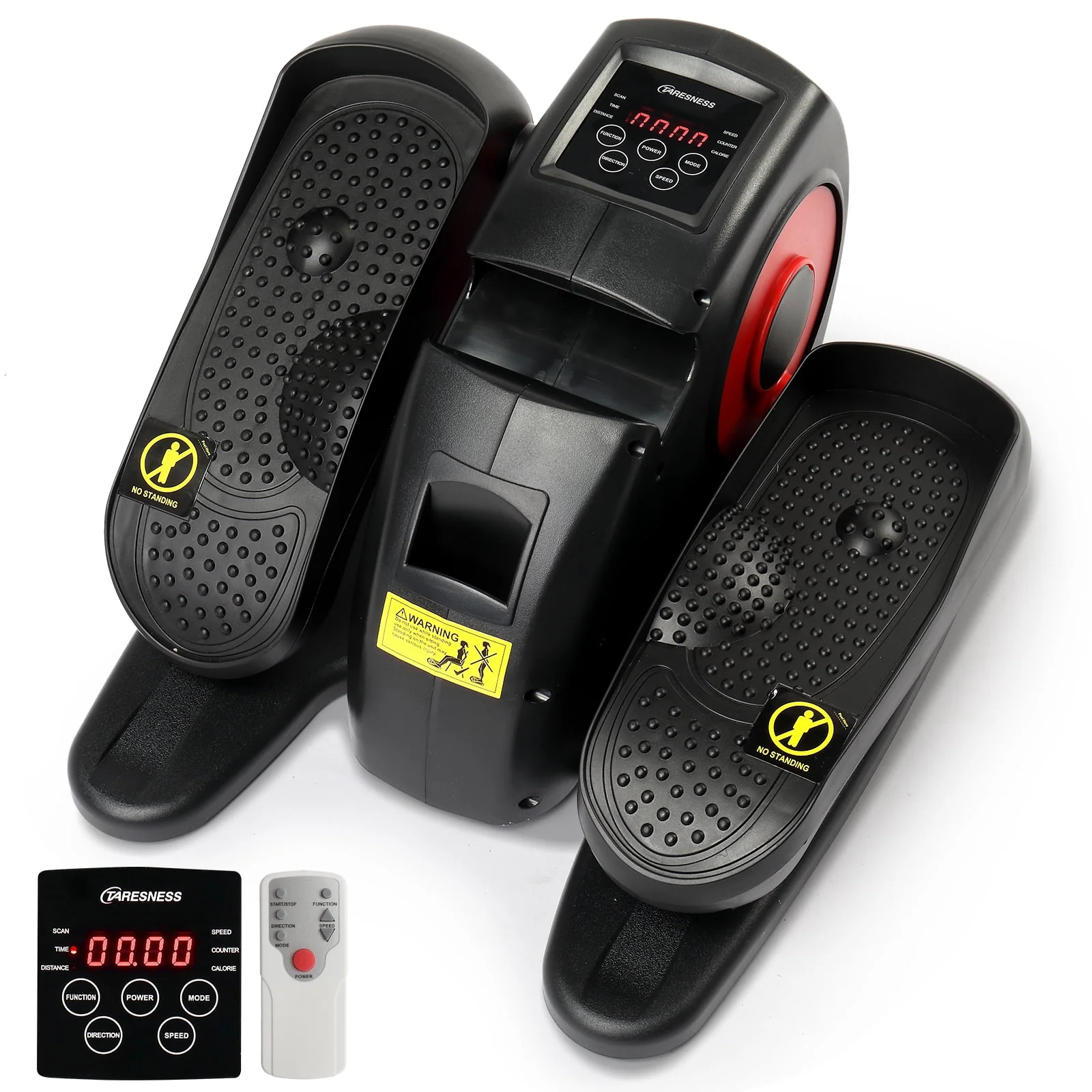 Zimtown Under Desk Electric Elliptical Bike, Pedal Exerciser, Mini Electric Elliptical Machine, Black/Red