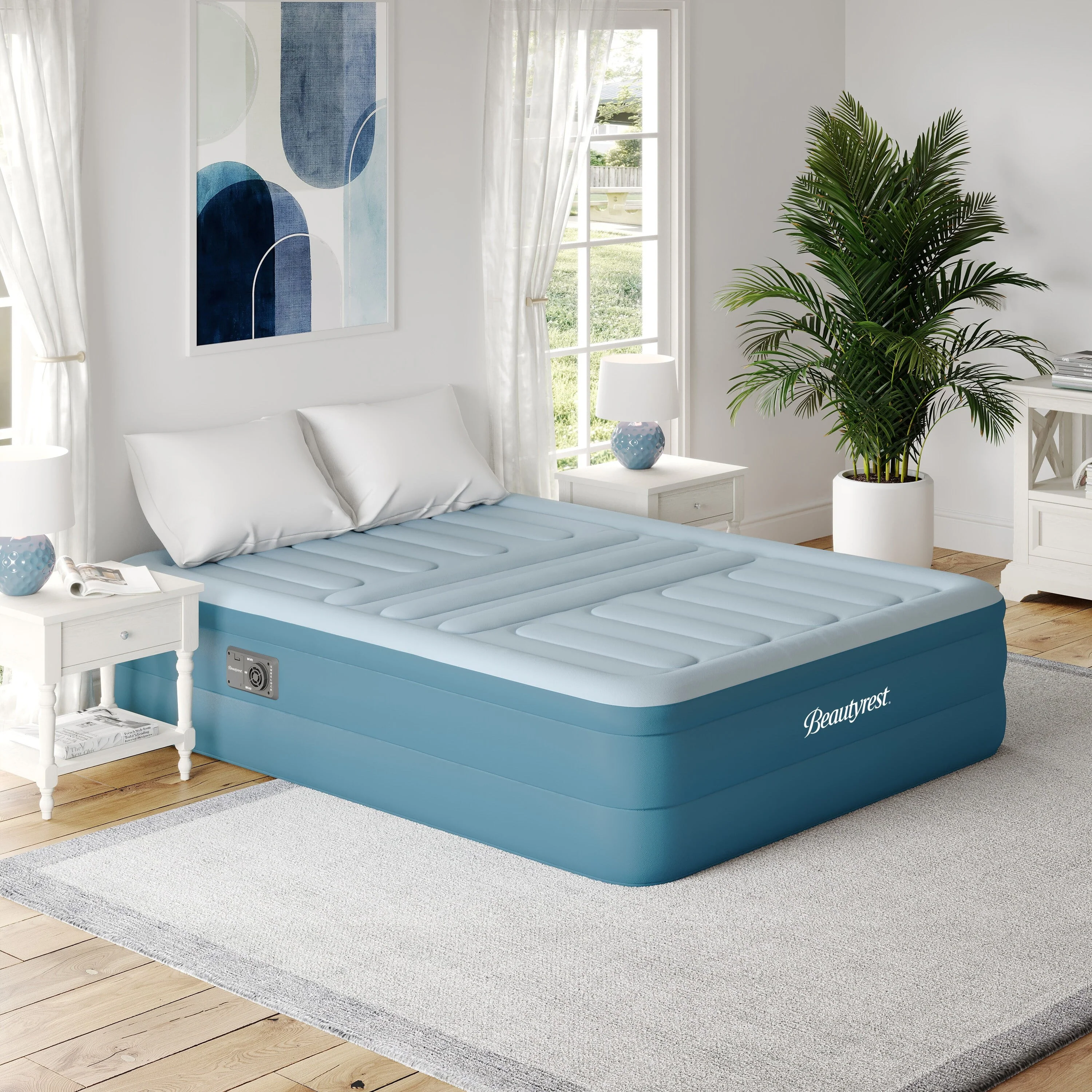 Beautyrest  Lumbar Support 18 in. Queen Air Mattress with Built-In Pump - Inflatable Bed with Raised Lumbar Support Zone