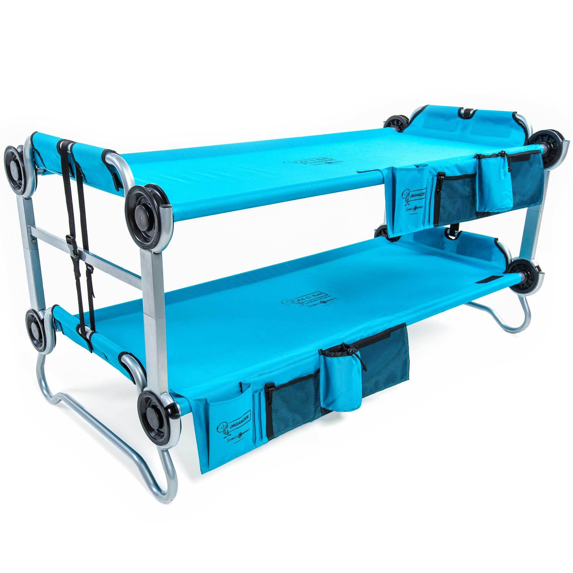 Disc-O-Bed Youth Benchable Camping Cot with Organizers, Teal Blue – Open Box