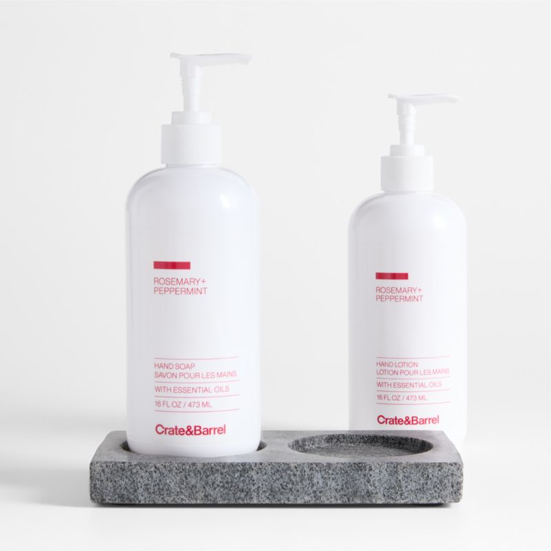 Rosemary + Peppermint Hand Soap and Lotion Set with Hayes Caddy