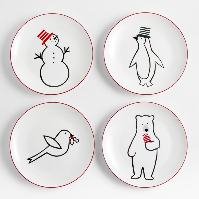 Joan Anderson Arctic Friends Holiday Salad Plates, Set of 4