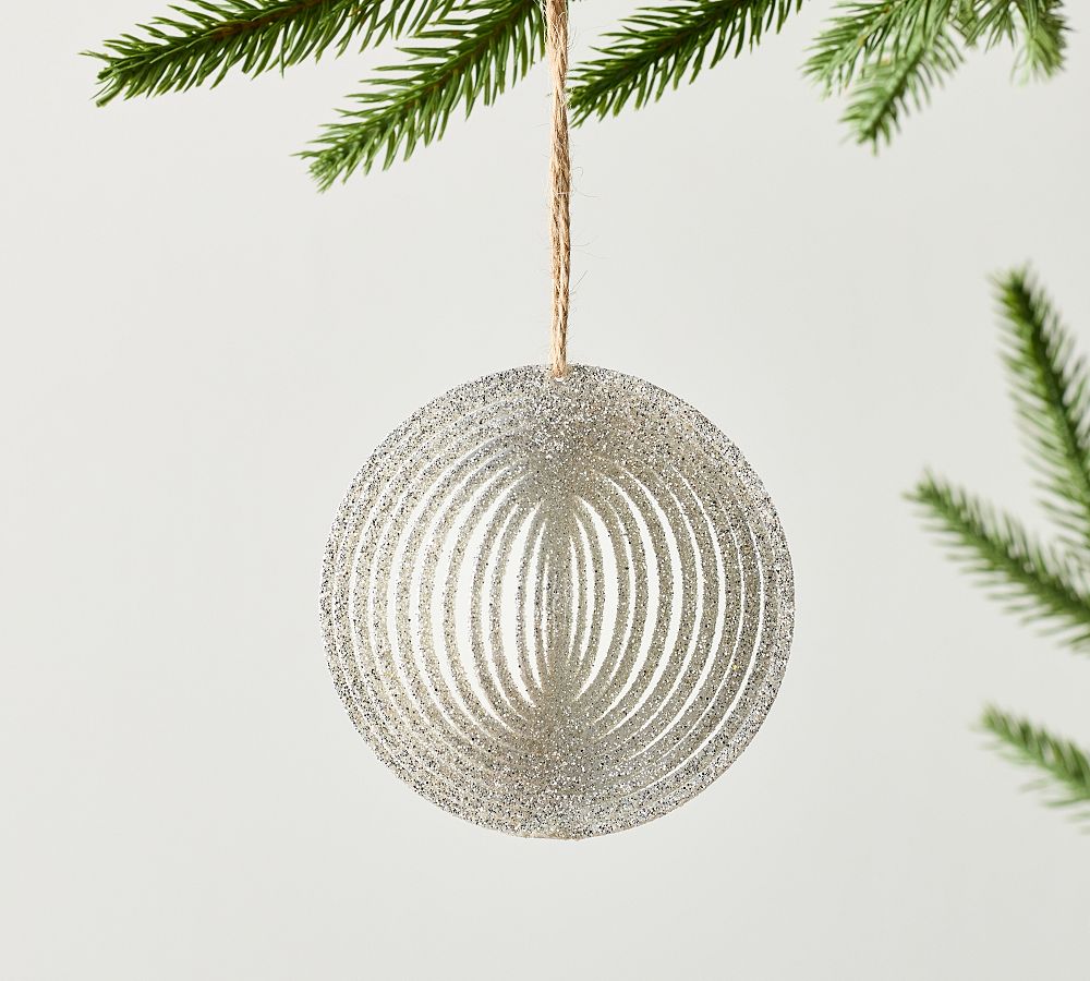 Sparkly Silver Geometric Ornament