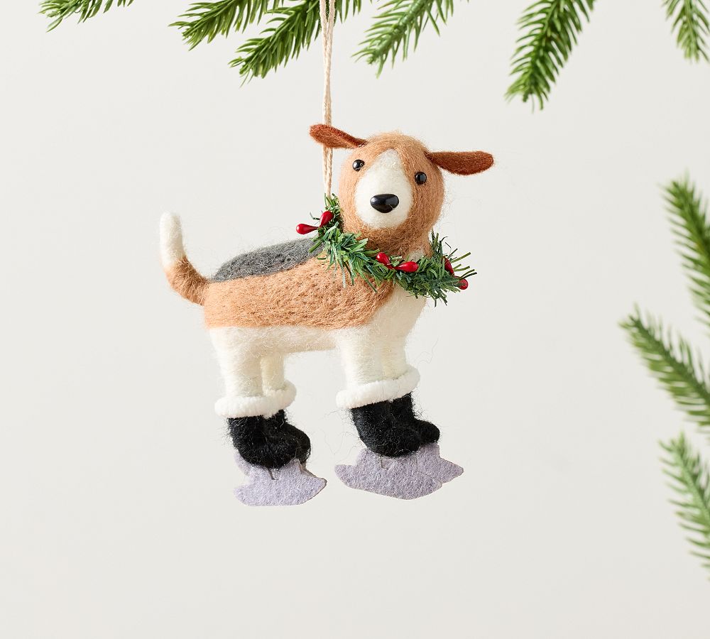 Felt Dog On Skates Ornament
