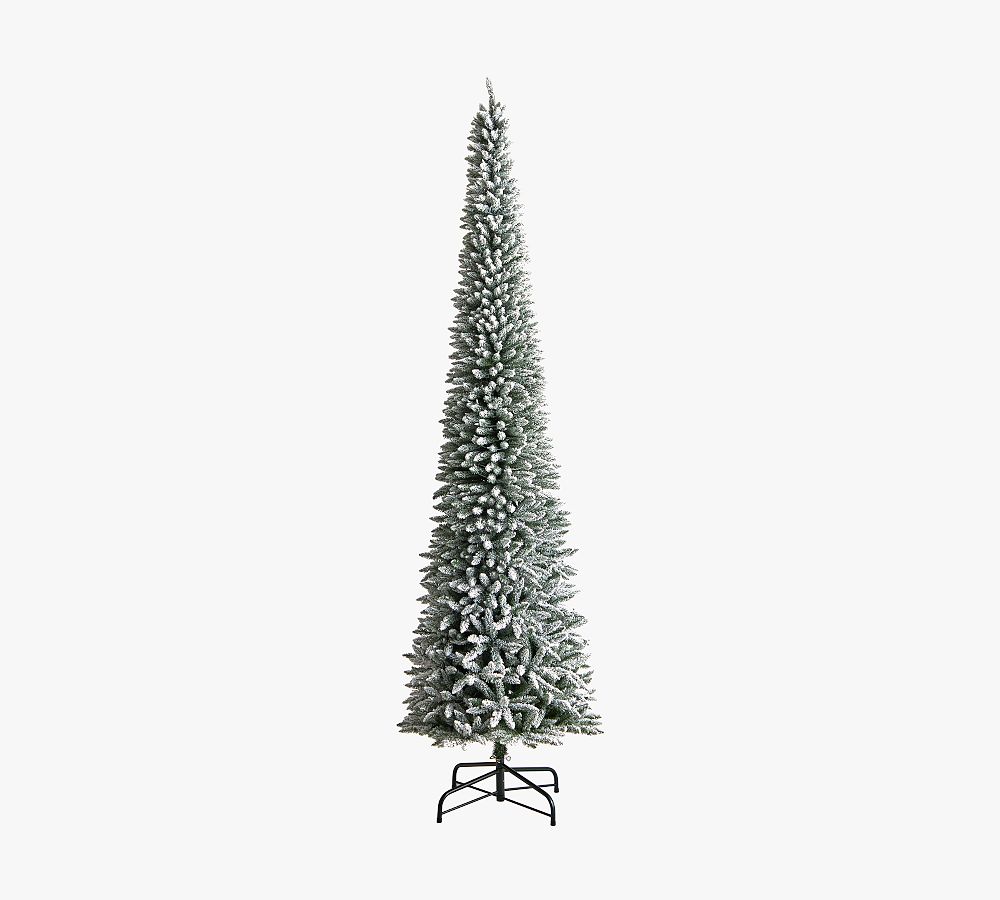 Lit Flocked Pencil Artificial Christmas Tree