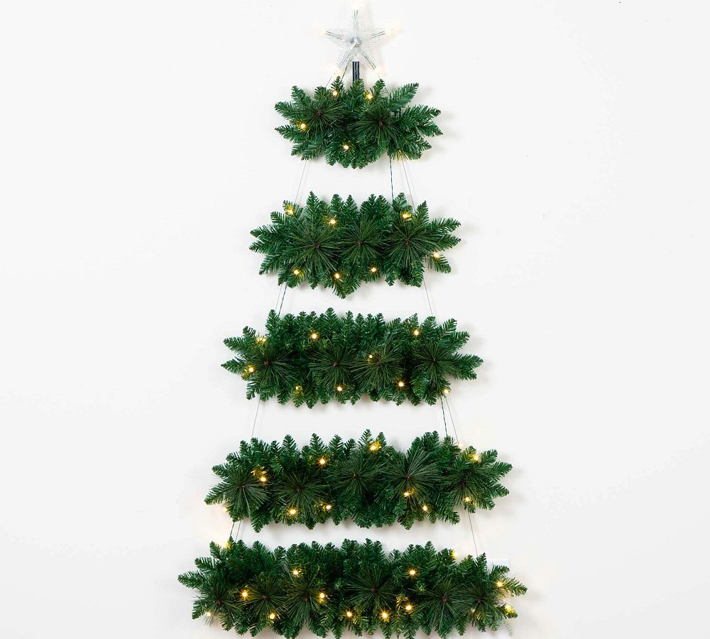 Faux Lit Wall Hanging Christmas Tree