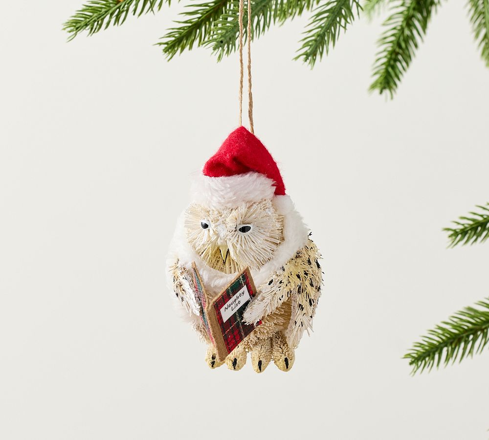 Bottlebrush Naughty List Owl Ornament