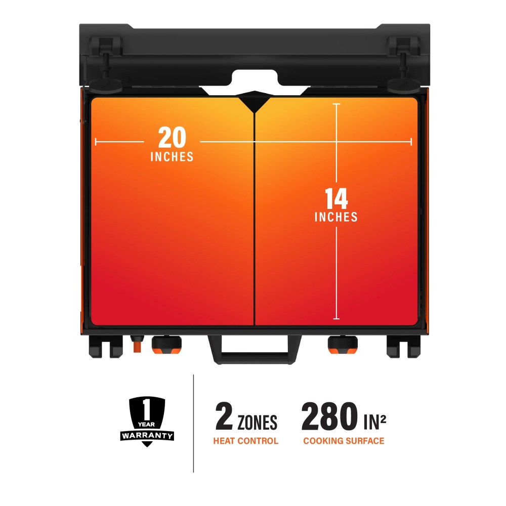 Blackstone Adventure Ready 20 x14  2-Burner Propane Camping Griddle with Latching Hood and Handle