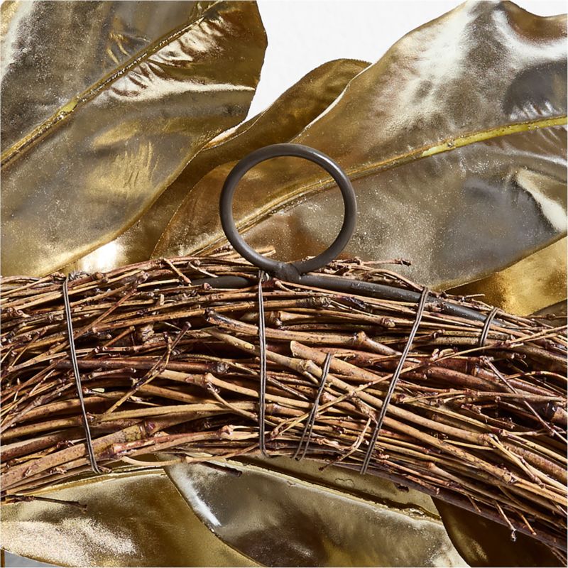 Faux Golden Magnolia Holiday Wreath 25