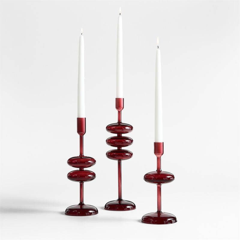 Venezia Small Red Glass Taper Candle Holder