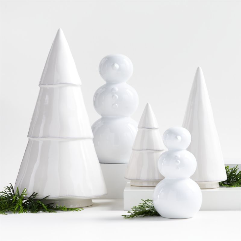 Small White Holiday Ceramic Snowman 6.5